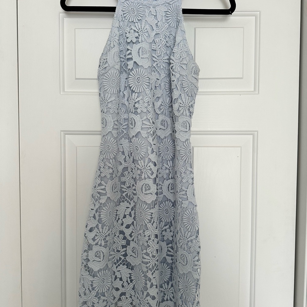 Lulu's light blue mid length floral dress